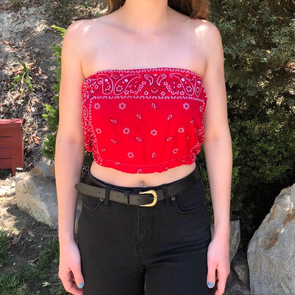 Bandana tube top w/ matching scrunchie - Picture 2 of 2